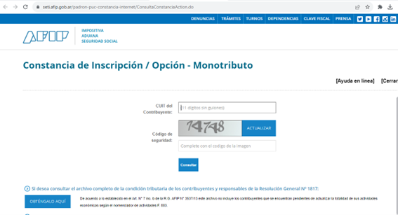 obtener constancia de afip
